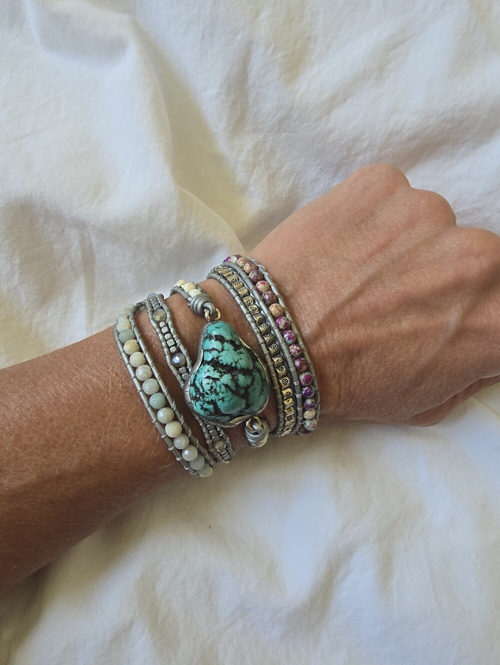 Handmade Turquoise Statement Wrap Bracelet